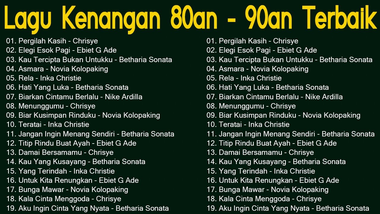 Lagu Legendaris Yang Tak Terlupakan | Lagu Indonesia Tertua Tahun 80an - 90an | Lagu Lawas Terbaik