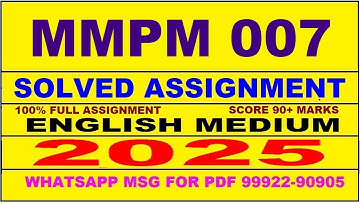 mmpm 7 solved assignment 2025 | mmpm 7 solved assignment in english 2025 | mmpm 7 2024-25