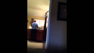 Scaring g-ma with morph suit