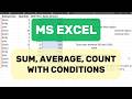Master Excel Conditional Formulas: SUMIF, SUMIFS, AVERAGEIF &amp; COUNTIF (Full Tutorial)