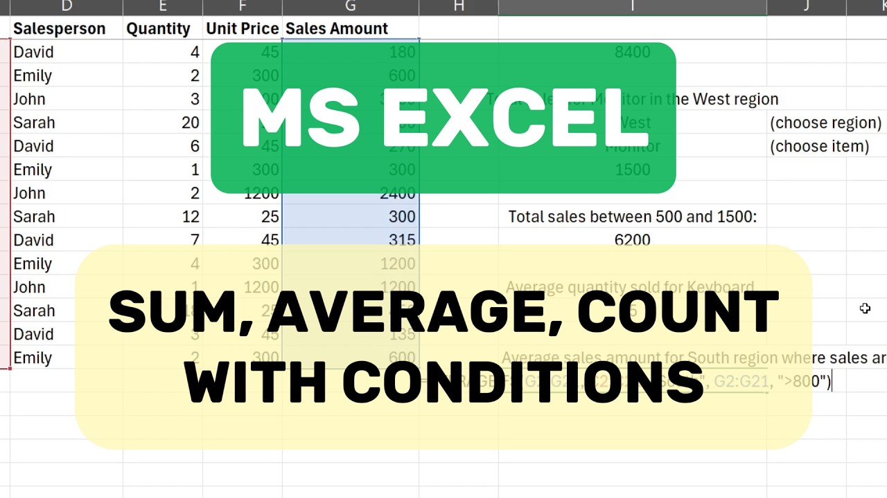 Master Excel Conditional Formulas: SUMIF, SUMIFS, AVERAGEIF & COUNTIF ...