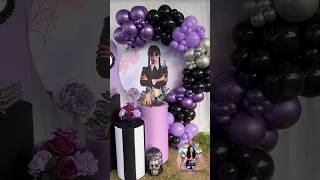 Decoración de merlina 🖤💜 wandinha  balloon garland ideas creative #merlinamujerdivina #wandinha