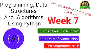 NPTEL: Programming , Data Structures and Algorithms Using Python Week 7 Quiz answer with proof(100%)