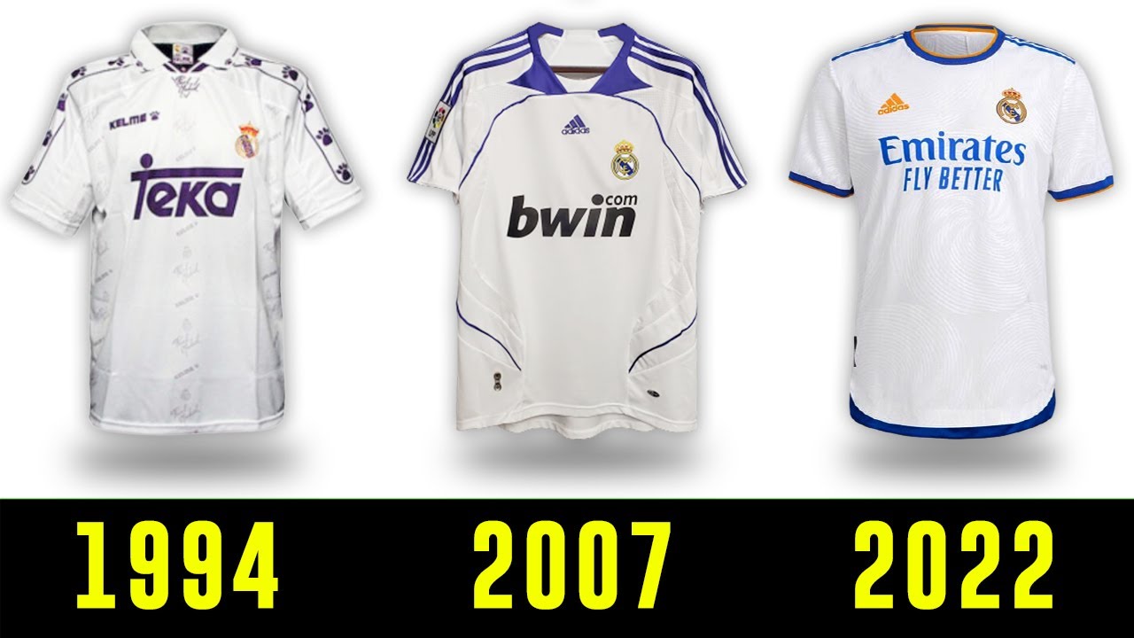 The Evolution of Real Madrid Jersey 1960 - 2022 | Real Madrid Kits History  - YouTube