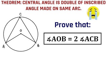 CENTRAL ANGLE IS DOUBLE OF INSCRIBED/CIRCUMFERENCE ANGLE THEOREM | CIRCLE | THEOREM(1) |GEOMETRY