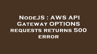NodeJS : AWS API Gateway OPTIONS requests returns 500 error