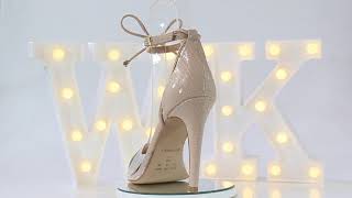 Scarpin Salto Alto Week Shoes Vinil Verniz Croco Nude