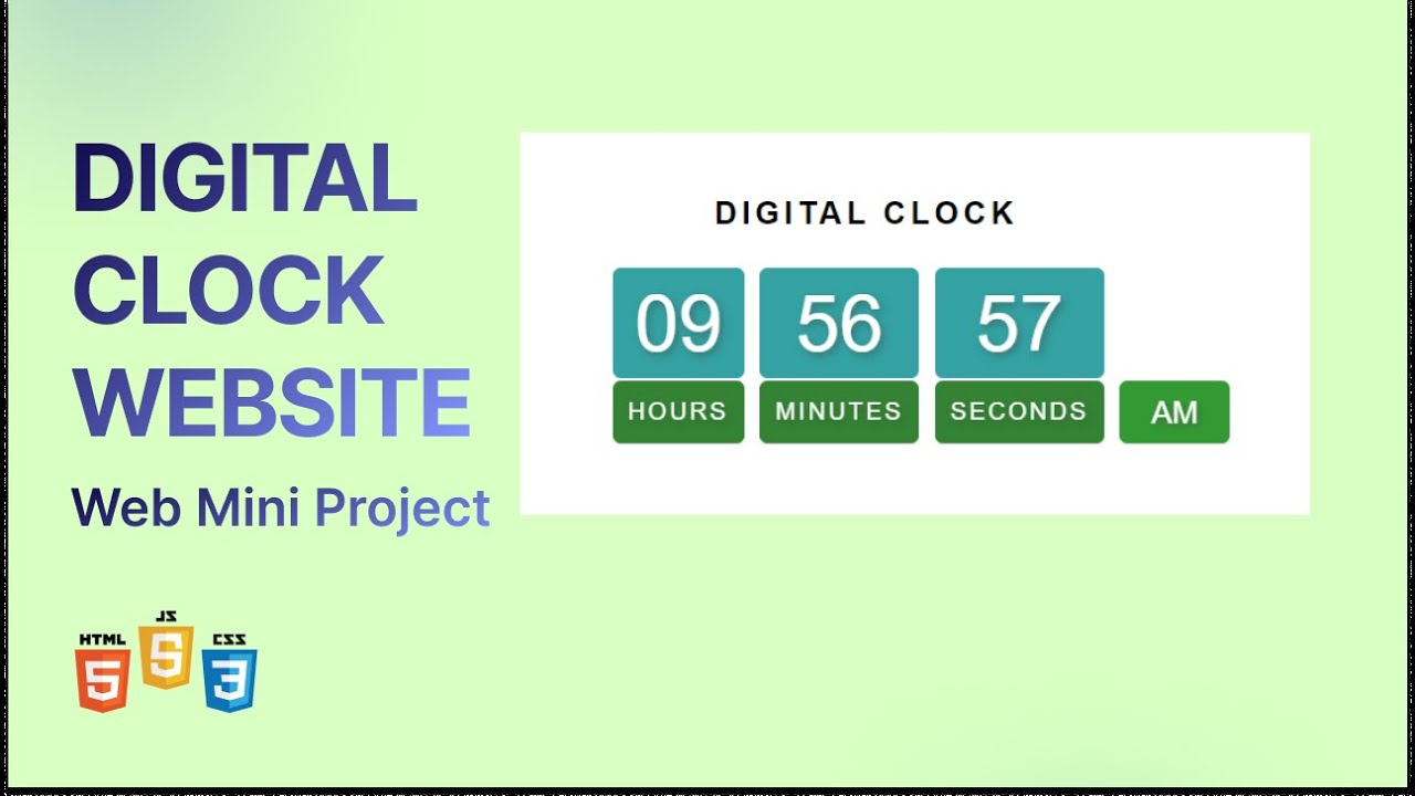 Digital Clock Website using HTML CSS JS | Full Tutorial with Source ...