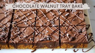 EGGLESS CHOCOLATE WALNUT TRAY BAKE | Simple One Bowl Recipe | Easy Christmas Baking