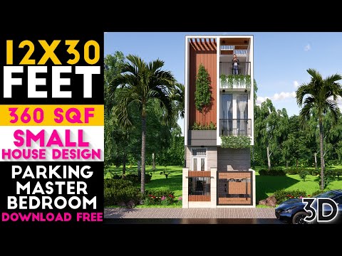 Small House Design 12x30 Feet Master Bedroom With Parking Plan#31