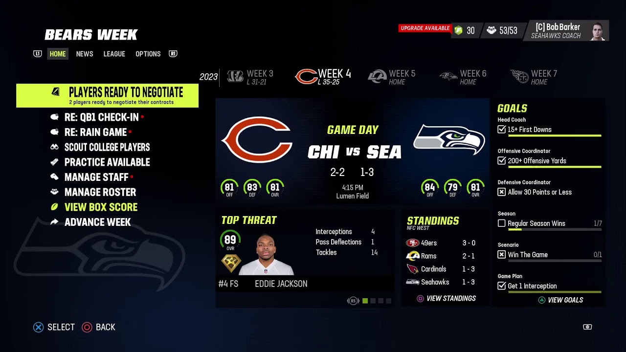 TBM league Season 2 The Seattle Seahawks vs. Chicago Bears YouTube