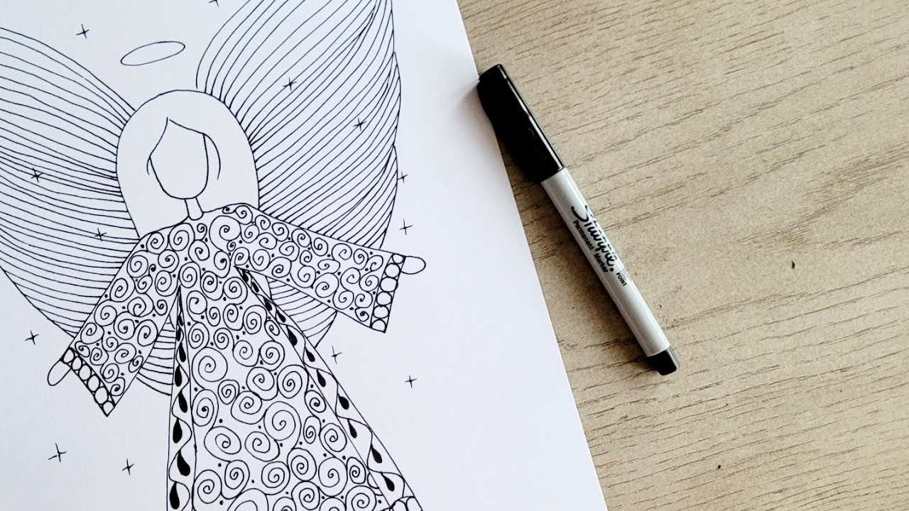 Angel Drawing | Pattern Art | Follow Along Tutorial | Art Therapy ...