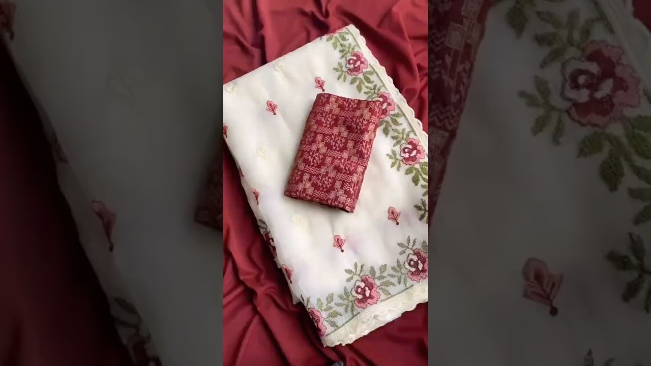 Premium embroidery Crush Chiffon Cutwork Border Saree