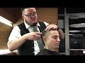 Mens modern side part pomp fade with serious asmr triggers