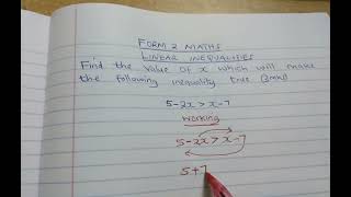 FORM 2 MATHS-LINEAR INEQUALITIES