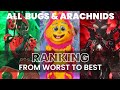 All bugs  arachnids on the masked singer from worst to best