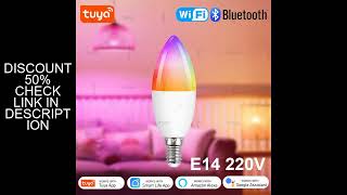 Tuya E14 Candle Lamp Smart Life App Control Smart Bulb WiFi Bluetooth RGB+CW LED Light 220V Dimmable
