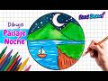 Cómo dibujar PAISAJE de NOCHE ???? | Dibujo paso a paso