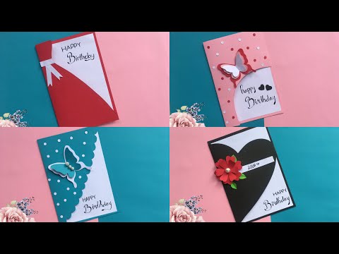 4 How to make easy birthday card | membuat kartu ucapan ulang tahun yang simple