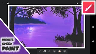Infinite painter tutorial - Landscape Sunset in Lake - [speed paint]