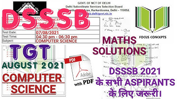 #DSSSB TGT COMPUTER SCIENCE, MATHS SOLUTIONS WITH COMPLETE ANSWER KEY