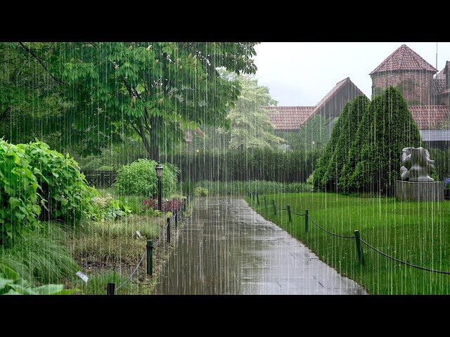 Perfect Rain Sounds in a Garden that Puts Us to Sleep - White Noise ASMR for Deep and Fast Sleep class=