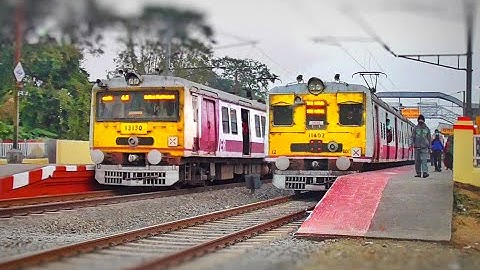Different Model EMU Trains Amazing Parallel Crossing | Katwa-Howrah Local meet Bandel-Katwa Local