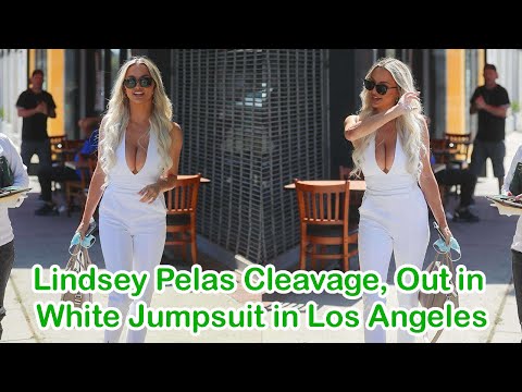 Lindsey Pelas Cleavage, Out in White Jumpsuit in Los Angeles