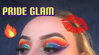 RAINBOW GLITTER CUT CREASE TUTORIAL - PRIDE GLAM 2019