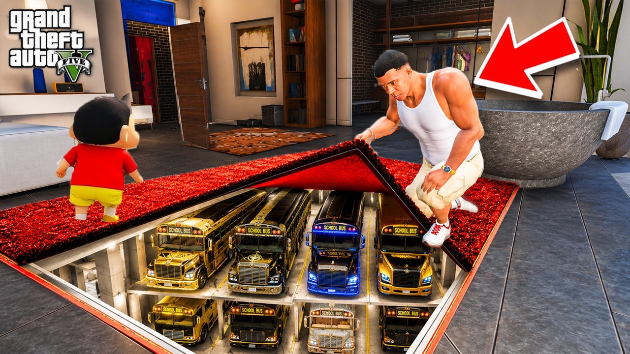 Franklin & Shinchan Found a SECRET Rare Bus Garage in GTA 5
