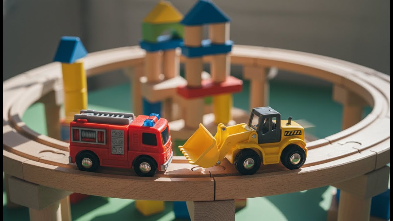 HABA Kullerbü City: Fire Brigade vs Builder Squad 🚒 Kinetic ASMR 2026 (Massive Crash)