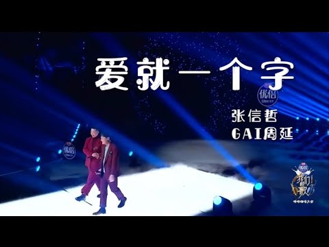 动态歌词 Lyrics 爱就一个字 张信哲 GAI周延 我们的歌 哞哞嗨唱大会 纯享 歌词