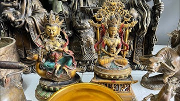 02/03/24 tây phương Tam thánh đồng xưa, Tara tây tạng, đèn dầu Châu Âu#đồđồnglênguyệt #đồxưa #đồcổ