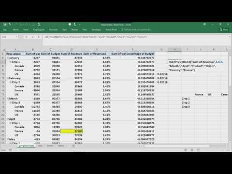 Data Analysis with Excel - 2.6 - Pivot Tables - GETPIVOTDATA
