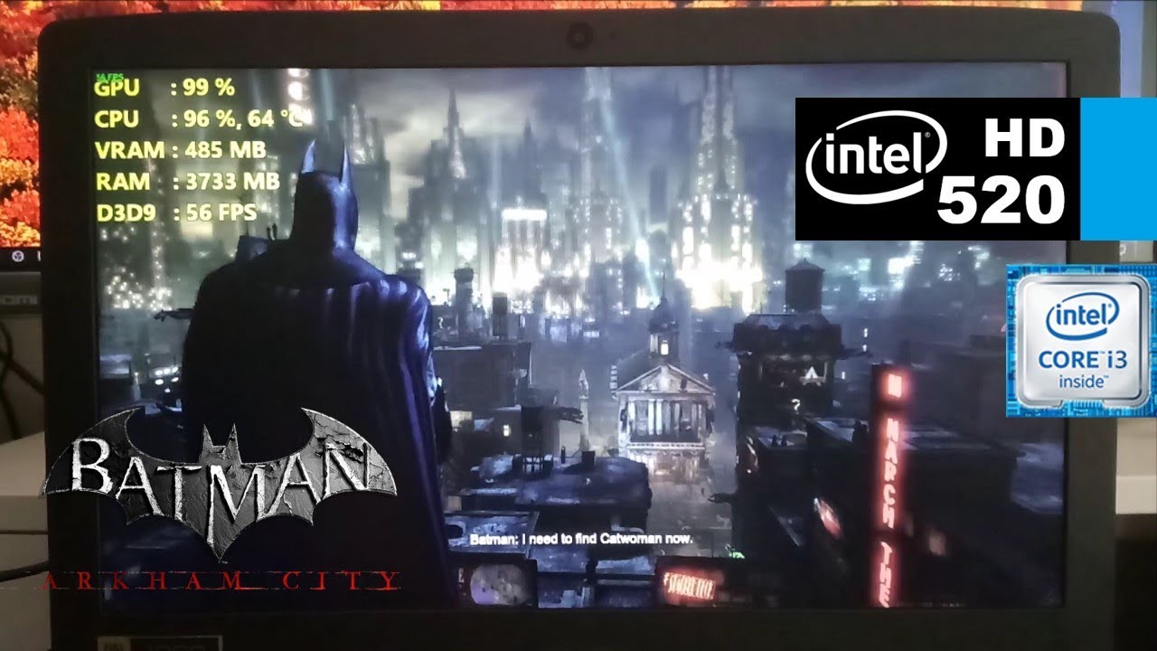 HD 520, i3 6100u | Batman Arkham City - 720p Medium settings - YouTube