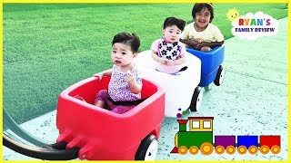 Kids Take Step 2 Choo Choo Triple Wagon to Outdoor Playground with Ryan