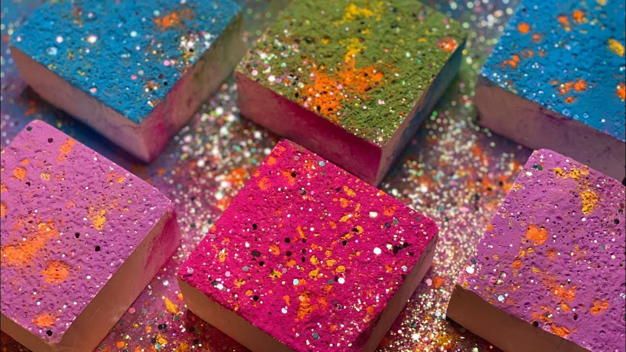 Fresh Gym Chalk Blocks with Color Powders & Glitters Gym Chalk ASMR