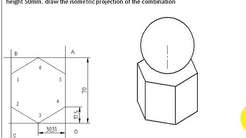 Isometric projection Problem No 34 Engineering drawing, Isometric Computer Aided engineering drawing