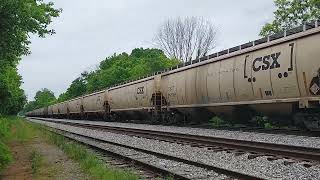 CSX G717 Loaded Grain Train Southbound thru Mitchellville, TN. 372 axles. 2nd train of the day.