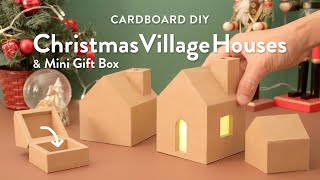 🎄🏠 How to Make Christmas Village Houses + House-Shaped Mini Gift Box | Upcycled Cardboard DIY