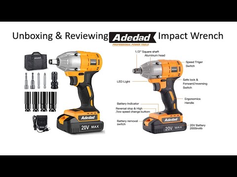 Adedad 20V Brushless 1/2 inch Cordless Impact Wrench with Battery, Fast  Charger, LED Light - 240 ft-lbs Torque 3000 RPM