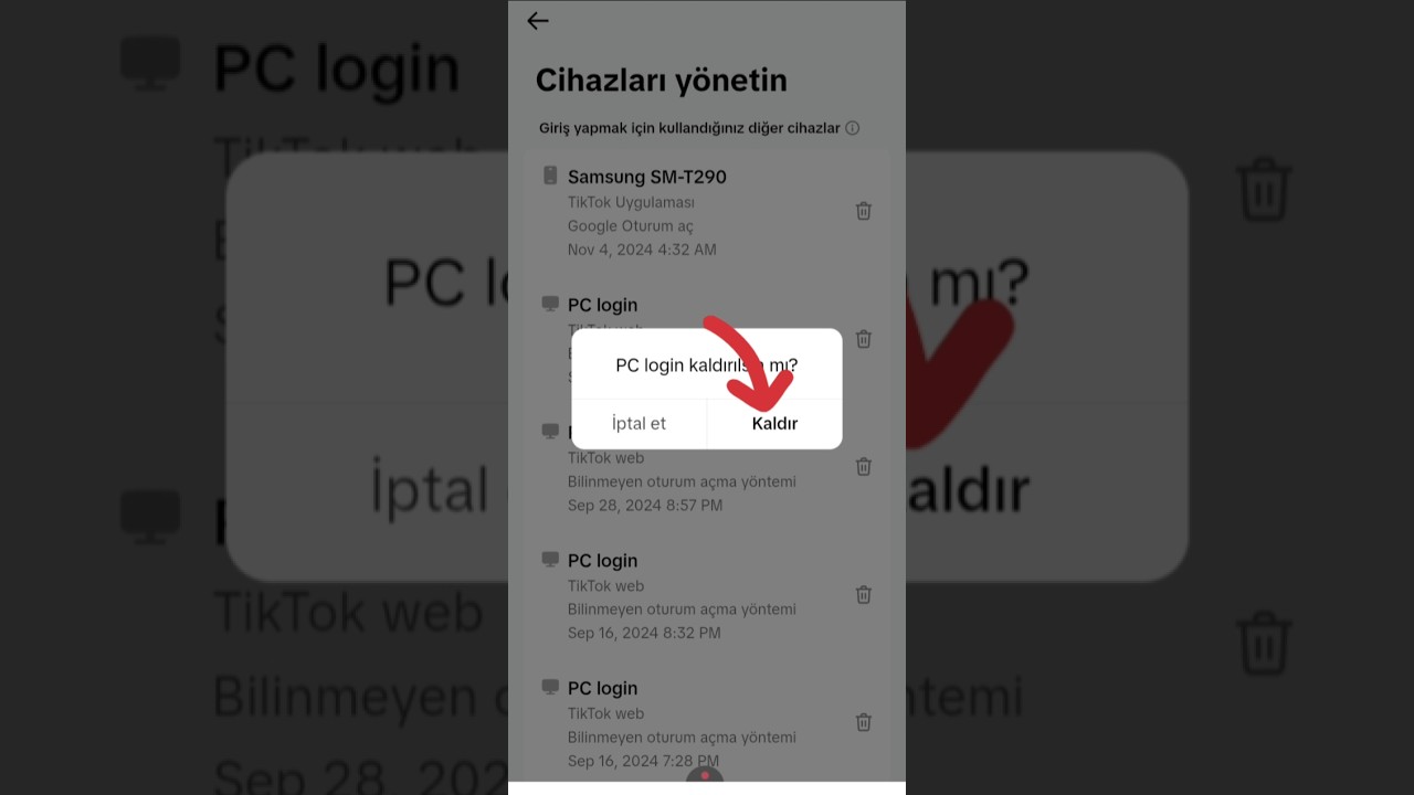 TikTok hesabınız başka hangi cihazlarda açık