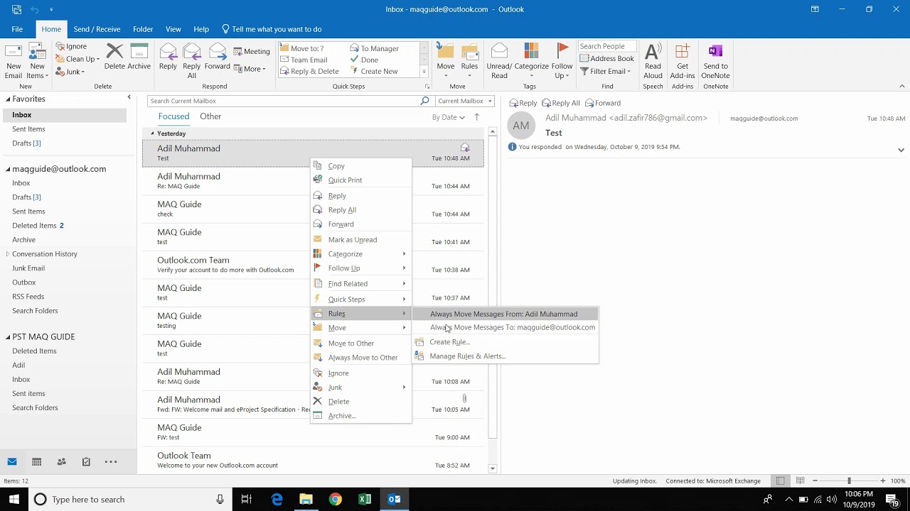 Create Rules In Outlook 2019 YouTube