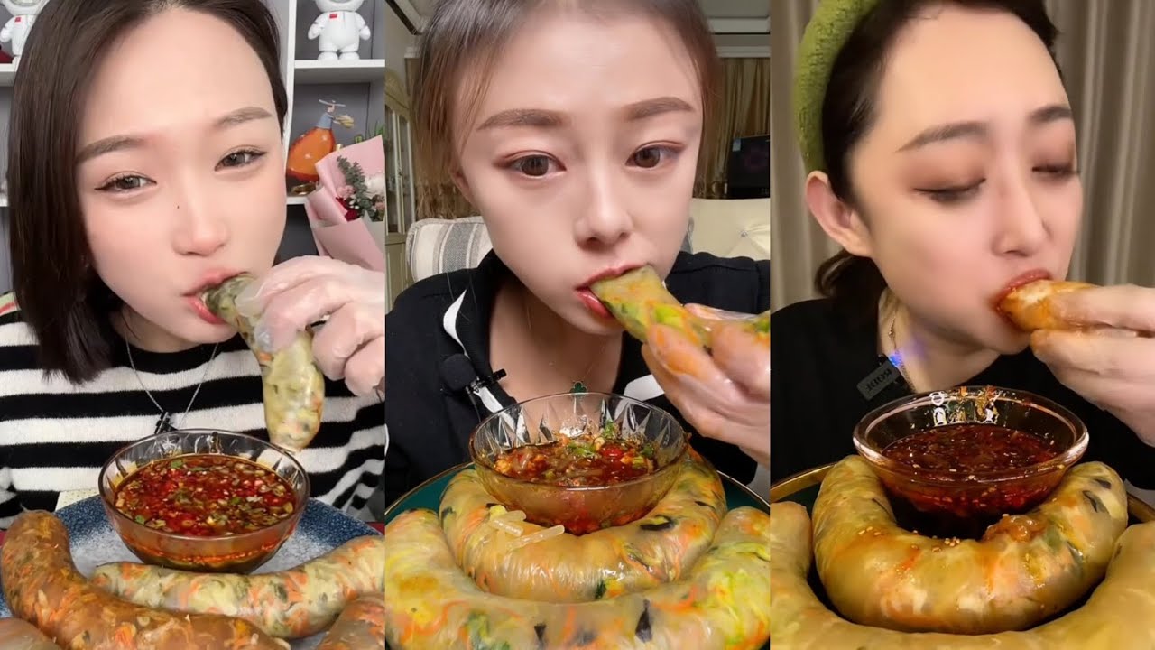 Spicy Vegetables Sausage Eating Mukbang Chinese Food Asmr Eating Sounds | No Talking 