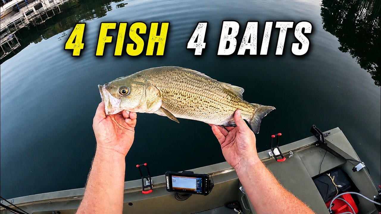4 Fish, 4 Different Lures!! Summer Bass Fishing