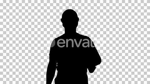 Silhouette Construction worker walking, Alpha Channel | Motion Graphics - Envato elements