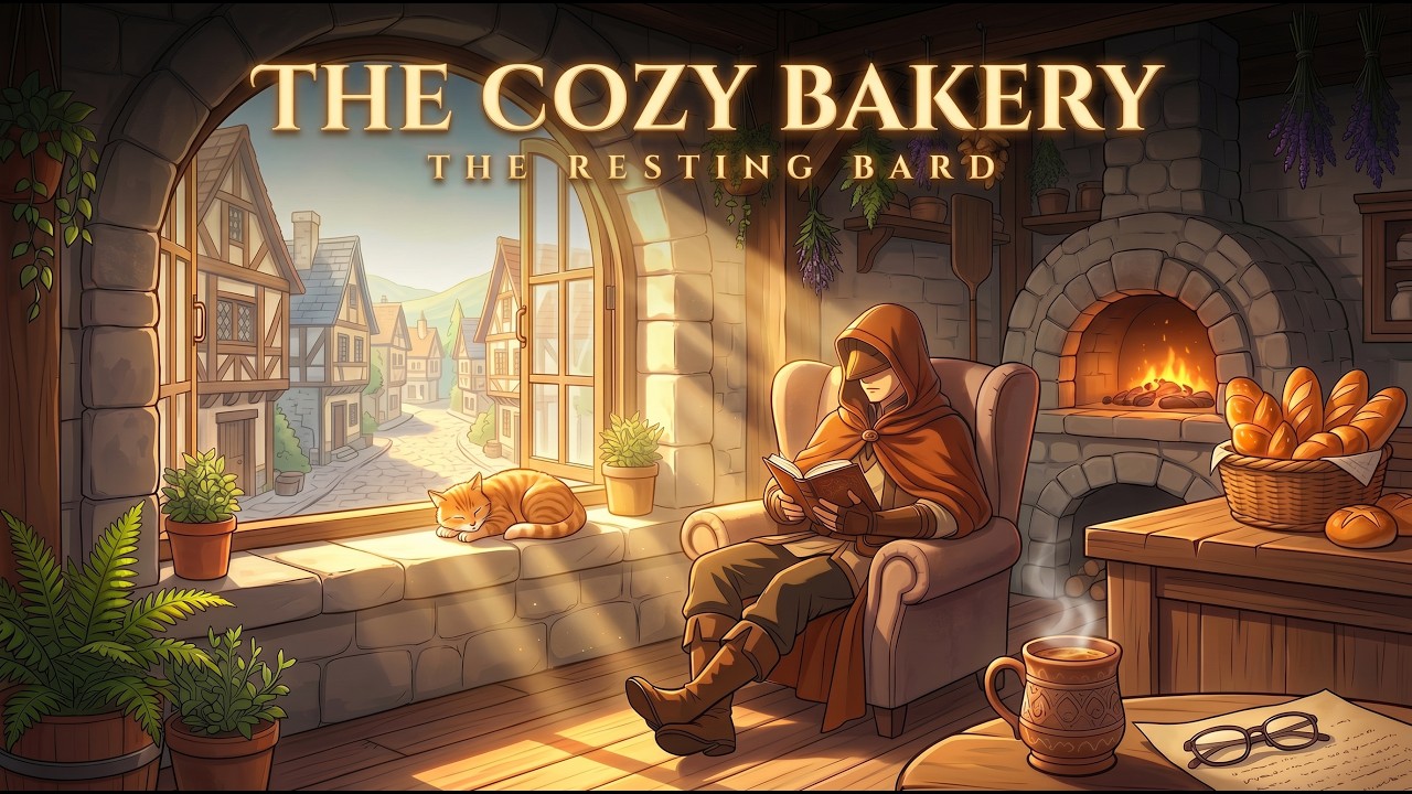 Cozy Village Bakery 🥖 Medieval Fantasy Music & Golden Morning Sunlight to Study & Focus