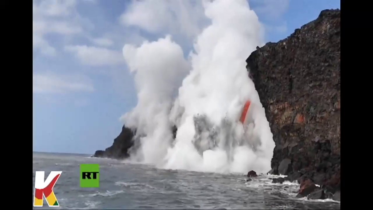 Increíble: un Río de lava que desemboca en el Océano Pacífico - YouTube