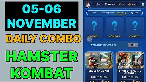 HAMSTER KOMBAT GAMEDEV DAILY COMBO | HAMSTER KOMBAT DAILY COMBO | 05 NOVEMBER HAMSTER DAILY COMBO