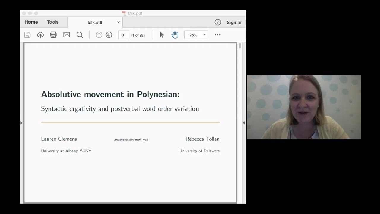 [AFLA27] Absolutive movement in Polynesian: Syntactic ergativity and word order - Lauren Clemens